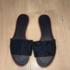 Tory Burch Black and Navy Women's Sandals